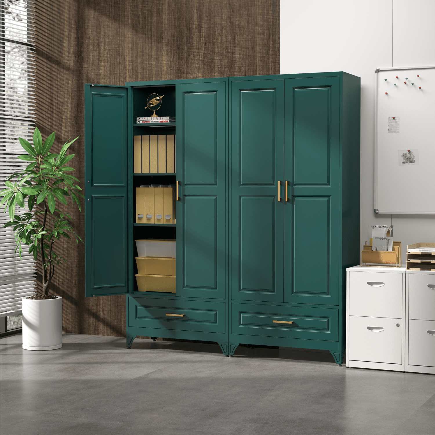 Polup 75" H Green Kitchen Pantry Storage Cabinets with Drawers, Doors and Adjustable Shelves, Steel Large Cupboard