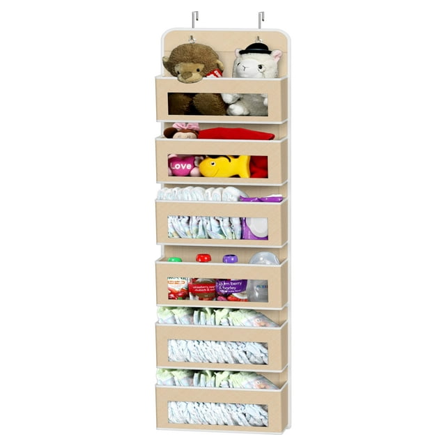 Organizador colgante para artículos de hogar sencillos, 6 bolsillos, para armario, color beige