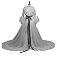 thumbnail image 3 of KDFJPTH Women Fashion Sexy Tulle Robe Long Lingerie Nightgown Bathrobe Sleepwear Bridal Robe Lace Lingerie, 3 of 4