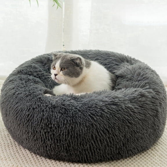 Round Plush Pet Bed for Dogs-Cats 16 inches,Fluffy Soft Warm Calming Dog Bed Sleeping Kennel Nest