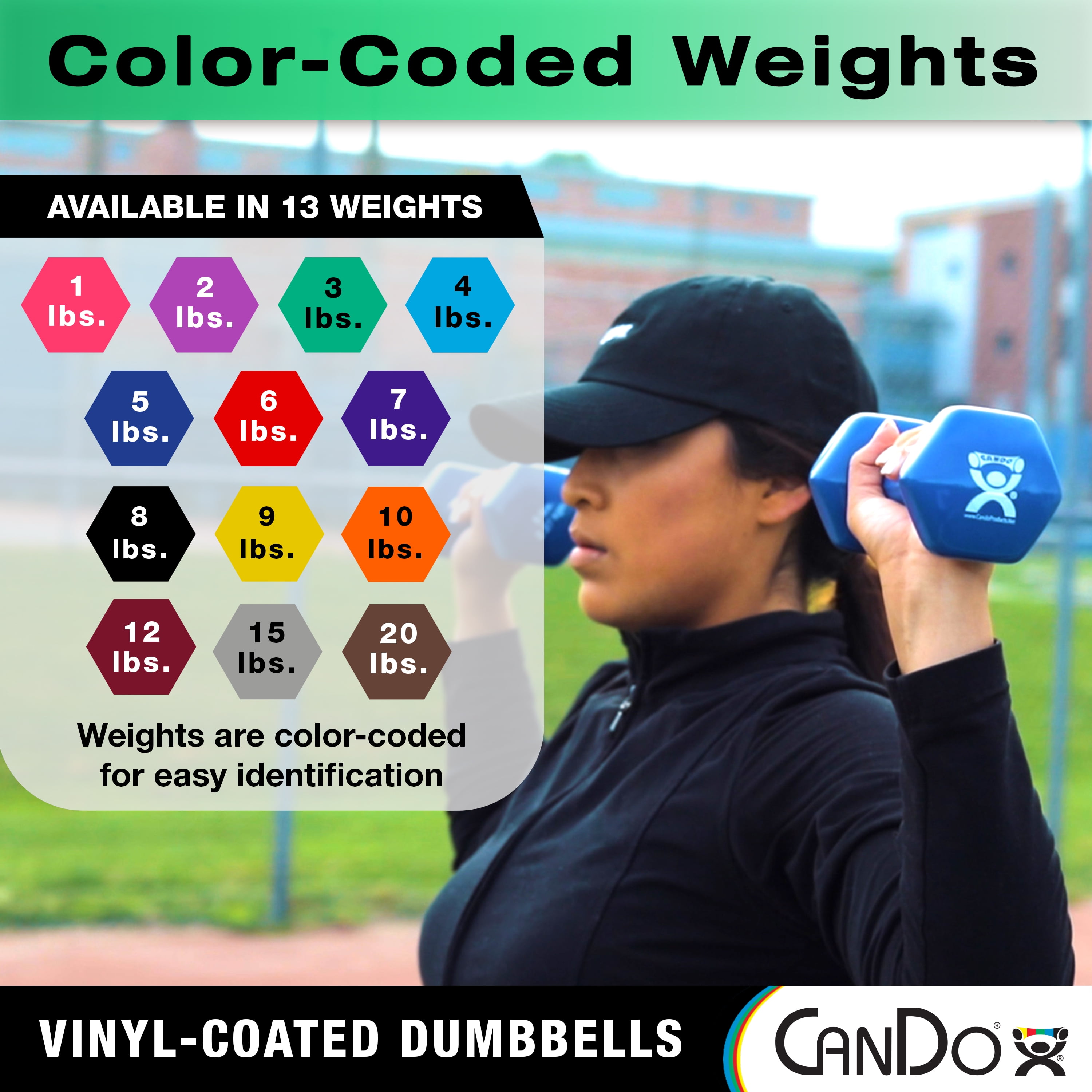 CanDo Vinyl Coated Dumbbell Brown 20 lb Single 1pc Handheld