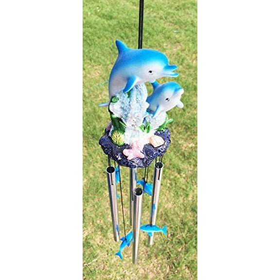 Ocean Aqua Marine Dolphin Family Swimming Resonant Relaxing Wind Chime Patio