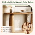 thumbnail image 2 of Fnova 63" Solid Wood Farmhouse Console Table, Cylindrical Legs Entryway Table, Rectangular Long Narrow Sofa Table for Living Room, Hallway, Foyer, 2 of 4