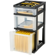 IRIS USA, 3 Drawer Storage Cart with File Box, Black