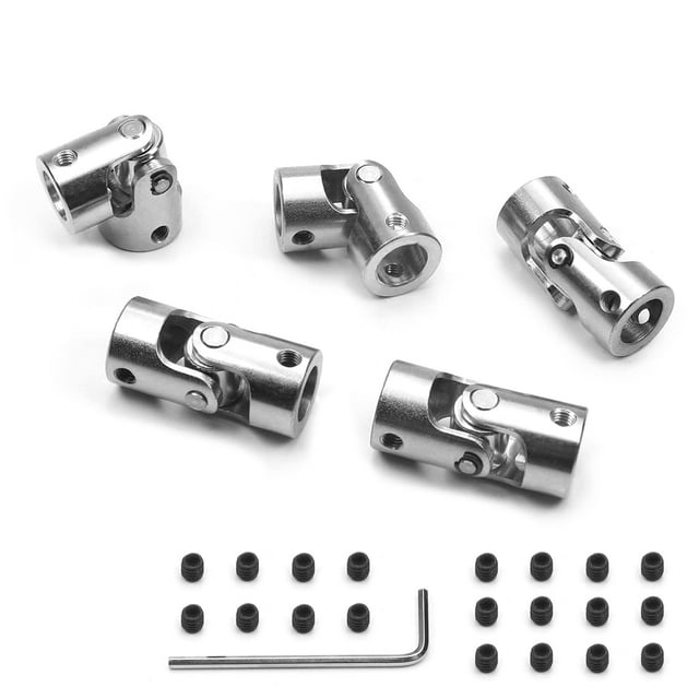 HUGFEGWE 5Pcs 3mm to 4mm Inner Dia Rotatable Universal Steering Shaft U Joint Coupler L23 x D9 CJB91-112028