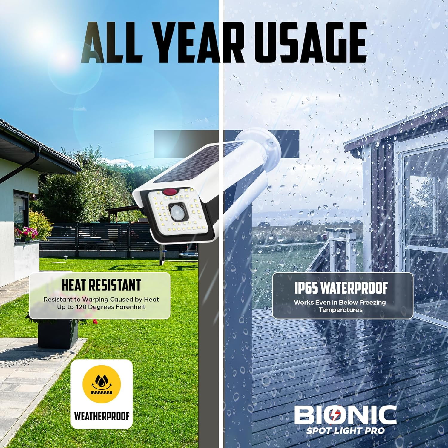 Bell + Howell Bionic Spotlight PRO Solar Spot Lights Outdoor Waterproof Motion Sensor Security Lights w/ Built-in Decoy Camera, AdjustableFlood Lights, Stake/Wall Mount, Premium ETFE Solar Panel