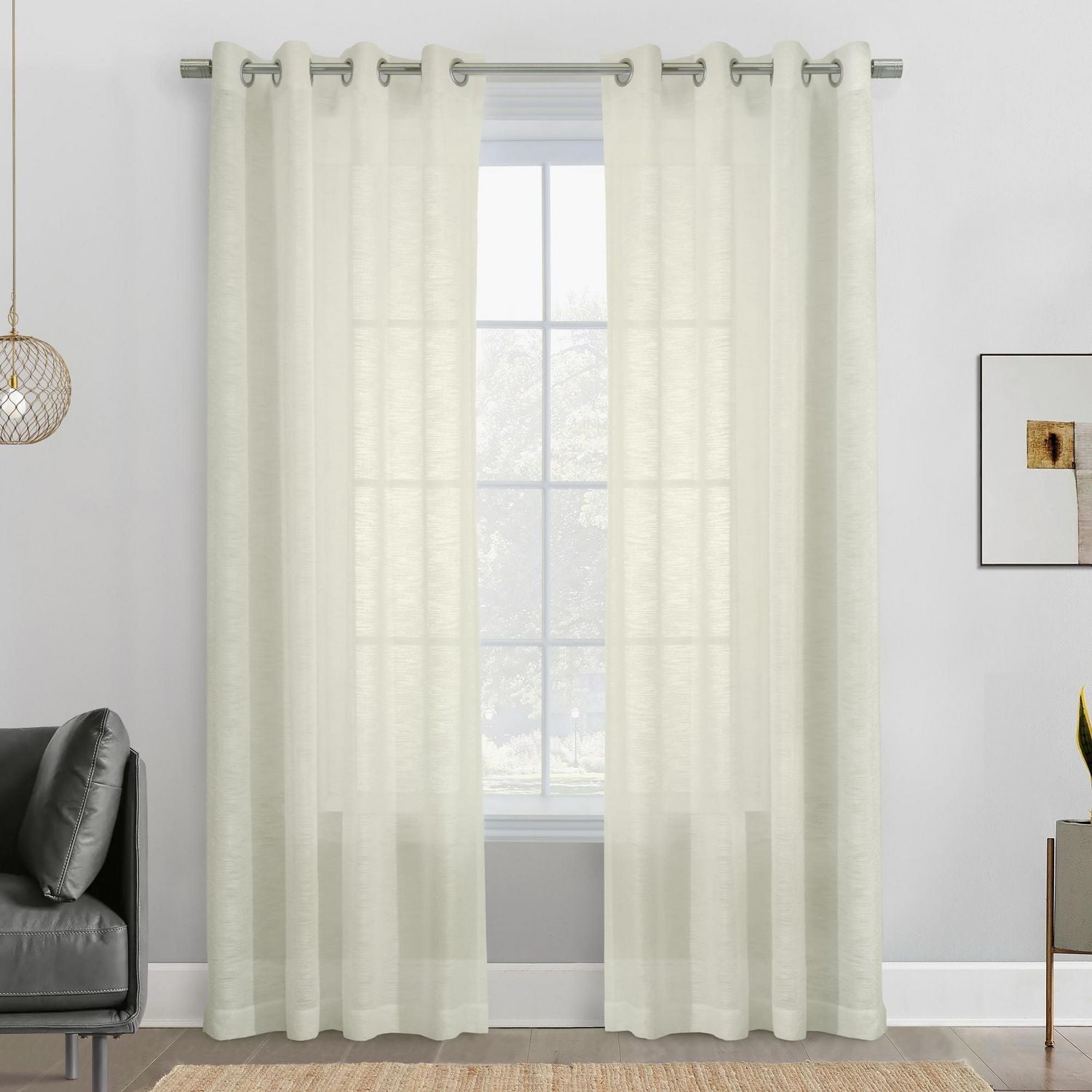 Loft Living Banan Sheer Grommet Single Curtain Panel 52 x 95 in Off-white