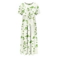 thumbnail image 5 of LOVZFMLL Summer Dresses for Women Short Sleeve A-Line Maxi Dresses Casual Floral Boho T-Shirt Dresses Flowy Beach Sundresses with Pockets White A S, 5 of 5