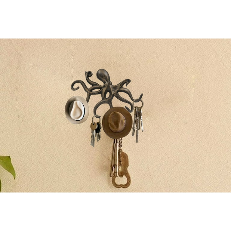 Swimming Octopus Wall Hooks for Hanging Rustic Decorative Hooks with 6 arms  Antique Look by The Metal Magician