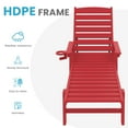 thumbnail image 4 of LOYALICE Adjustable Wheeled HDPE Plastic Outdoor Patio Lounge Chair W/ Cup Holder,78.3"x25.1"x16.3", Red, 4 of 8