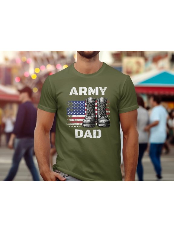 Army Dad Vintage American Flag and Boots T-Shirt, Patriotic Military Shirt