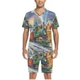 thumbnail image 5 of joogoo Men's Pajama Set Train in Winter Christmas V-Neck Pj Shorts Set 2 Piece Loungewear Sleepwear M, 5 of 7
