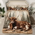 thumbnail image 2 of Feelyou Rustic Highland Cow Full Size Sheets for Kids, Vintage Lodge Cabin Bed Sheets, Jungle Wildlife Sheet Sets, Lightweight Room Decor, 4-Piece, 2 of 7