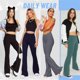 thumbnail image 3 of Naiovety Pantalones de pierna ancha de cintura alta, pantalones holgados prácticos y elegantes, pantalones Cargo para mujer, cintura alta OL Uniforme atlético, 3 of 6