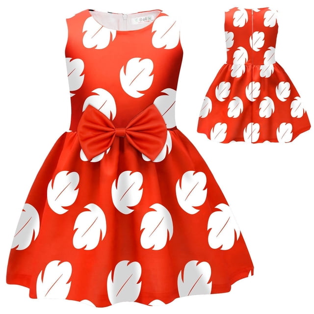 Costume de Fille Lilo Halloween Feuille Rouge Déguisement Cosplay, Taille pour 5-6 Ans
