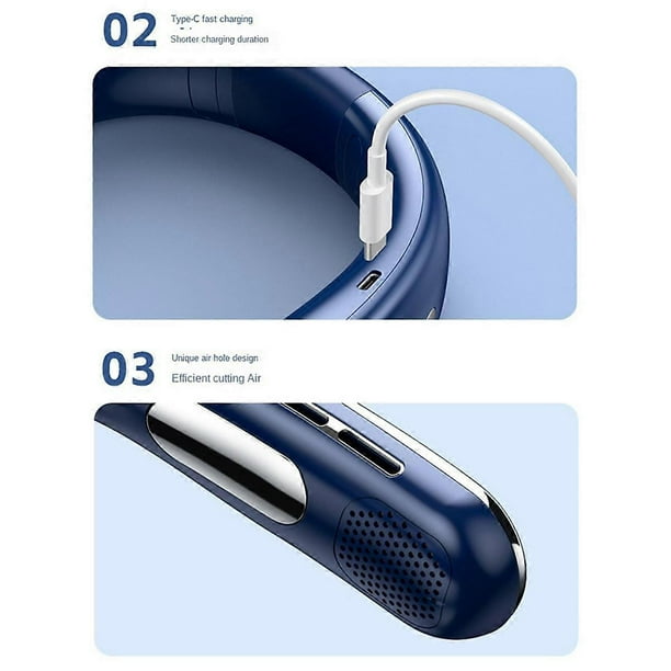 Portable Neck Fan Rechargeable - 3000MAh Capacity Bladeless Hanging Neck Fan Cooling Cooler Fan