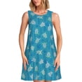 thumbnail image 1 of Easygdp Sea Turtle para Vestido Transpirable de Mujer, Vestido Suelto de Manga Corta con Pliegues y Bolsillos para el Verano, 1 of 7