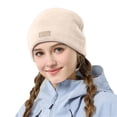 thumbnail image 2 of ZHOGXU Winter Knitted Hat For Women Solid Color Elastic Thickened Warm Comfortable Caps For Autumn Winter Daily Wear Beige One Size, 2 of 4