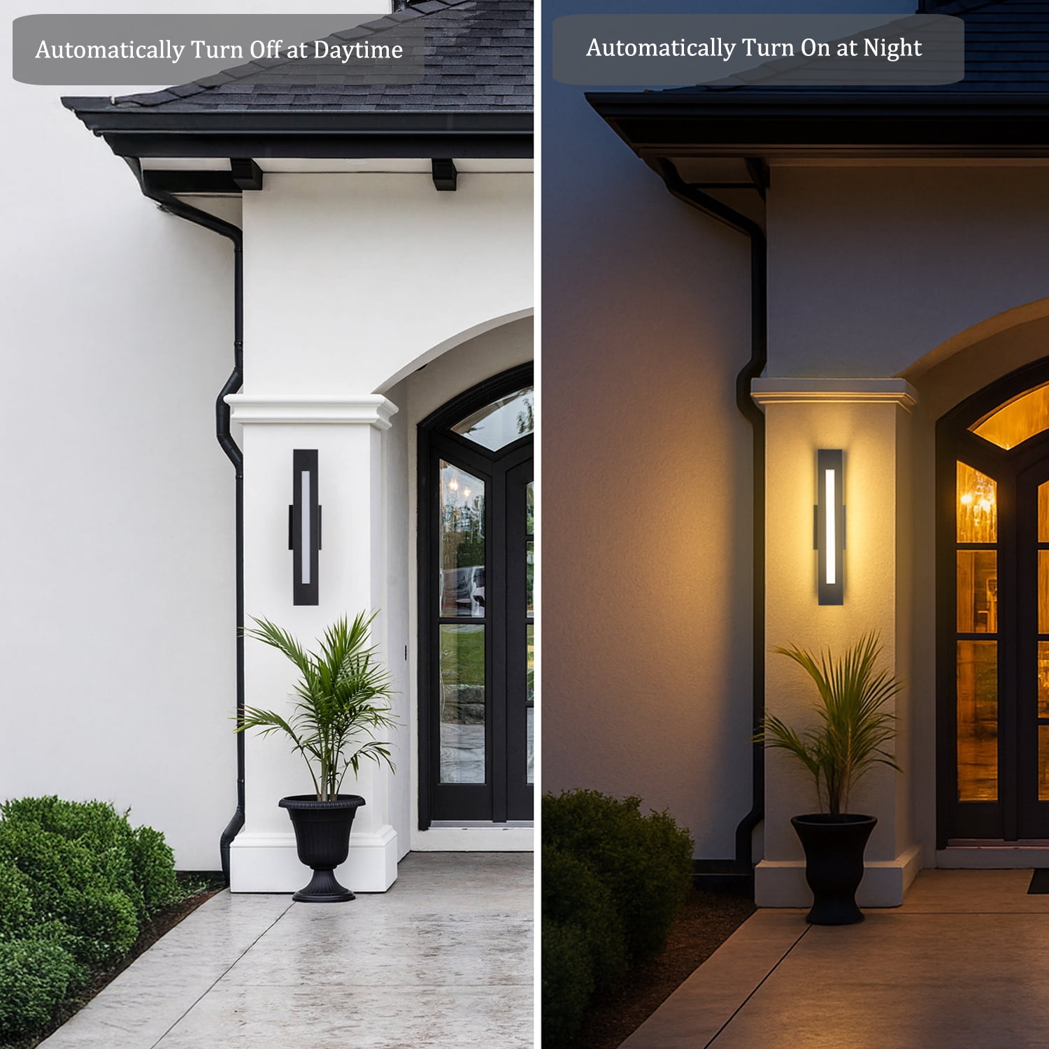 Outdoor Wall Light Dusk to Dawn, 20" Matte Black LED Waterproof, 2100 Lumens 3000K, 30W