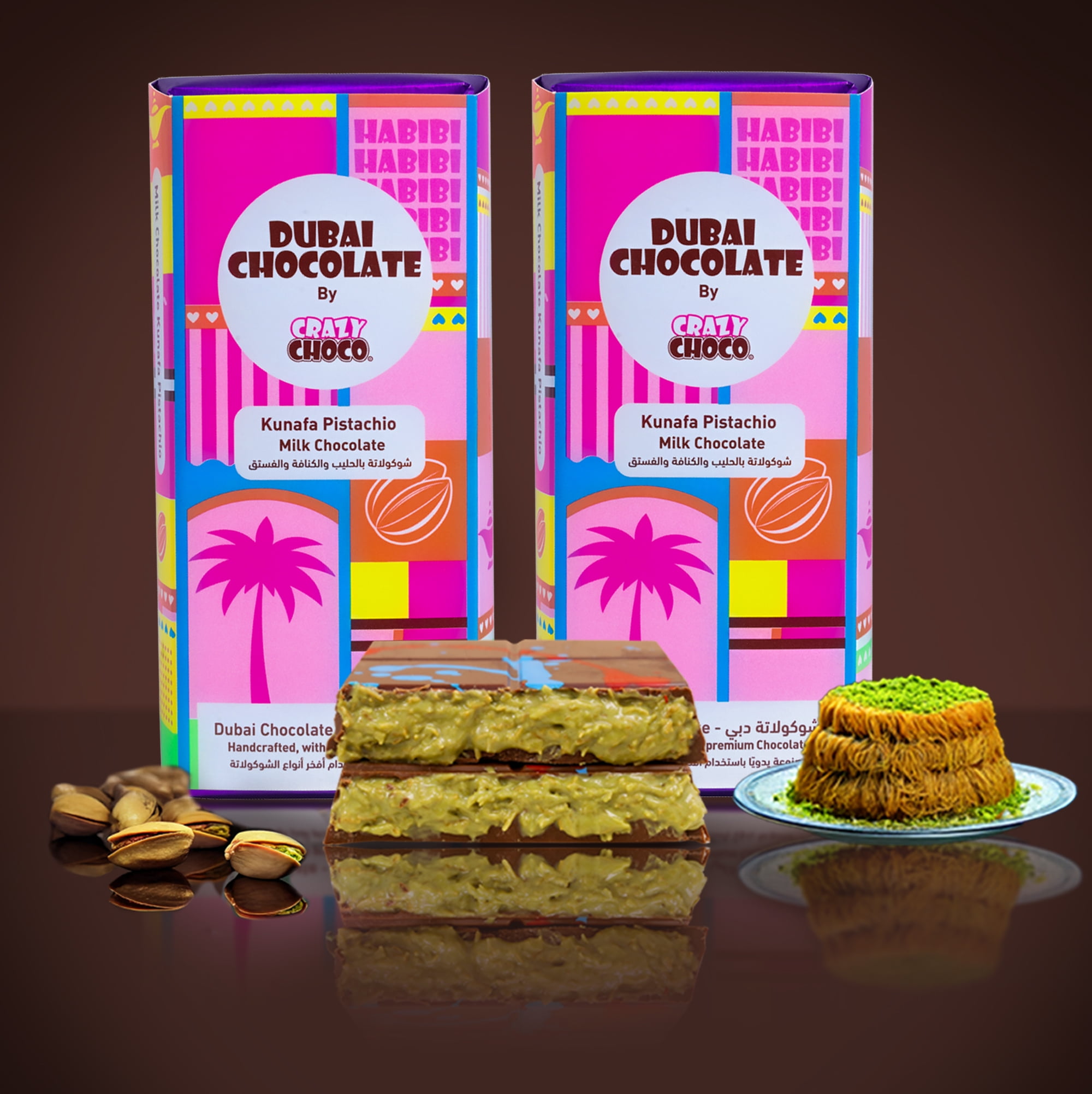 Crazy Choco, Original Dubai Kunafa Pistachio Milk Chocolate Bar, 6.34 oz