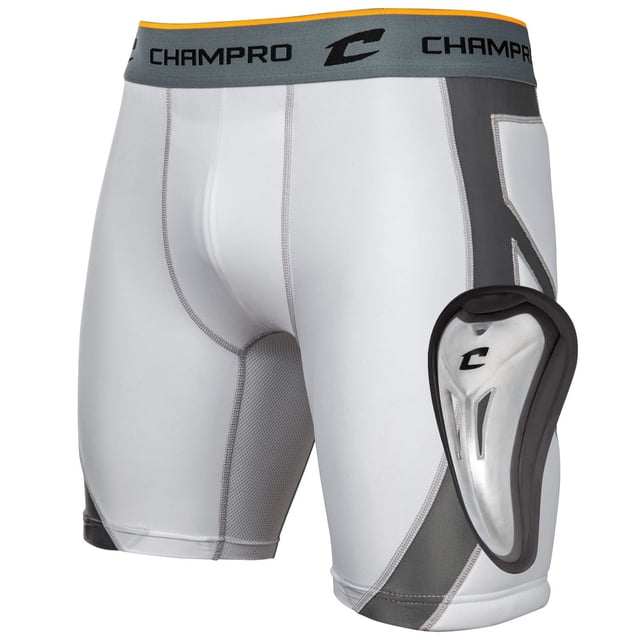 Short Compresivo CHAMPRO con Copa Integrada y Almohadillas Laterales Tela Elástica 4 Vías Blanco L