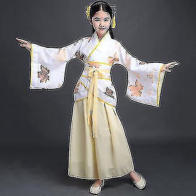 Traje de bata de seda china para niñas y niños, Kimono chino tradicional Vintage étnico, disfraz de baile de coro de estudiantes Hanfu