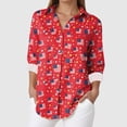 thumbnail image 2 of vigerkar Womens Long Sleeve Button Down Shirts Collared Tops Dressy Casual Patriotic Printed Blouses Shirt (Red, 4XL), 2 of 5