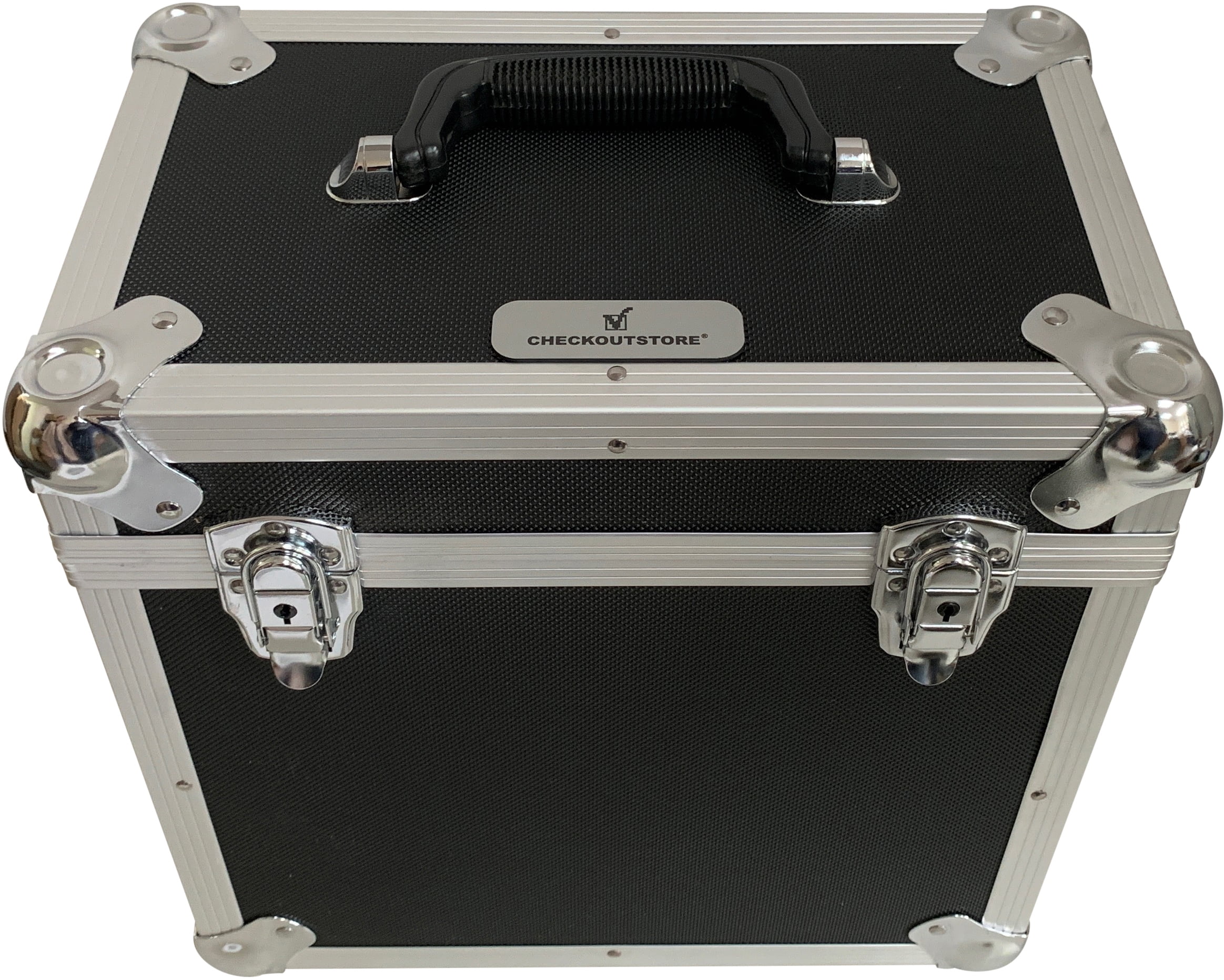 CheckOutStore Black Aluminum 12x12 Square Cardstock Paper Holder Storage Box - Small