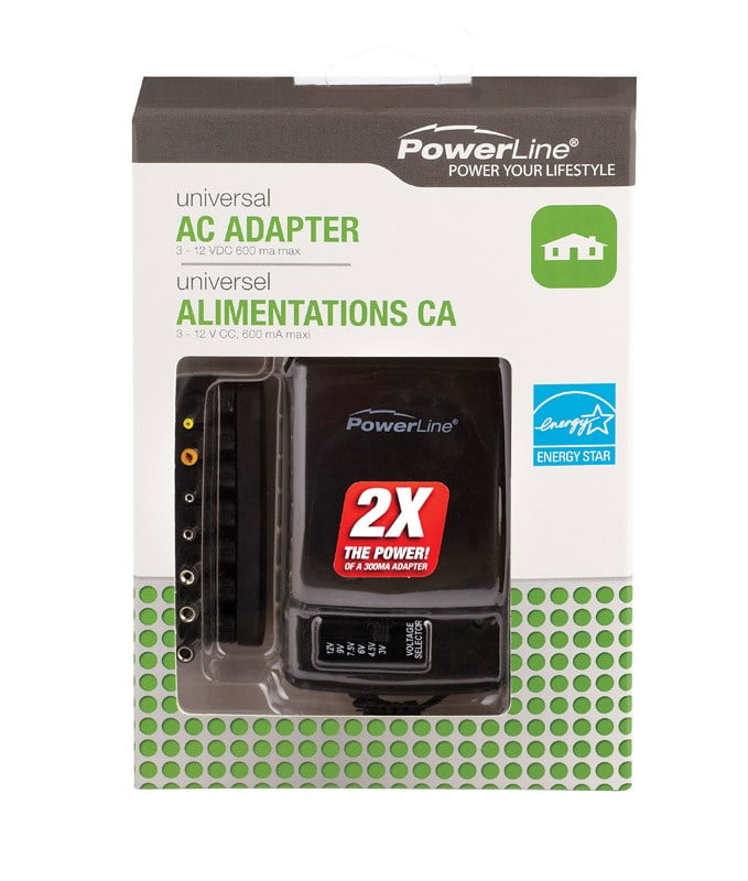 Powerline 9038112 600 MA Universal AC Adapter