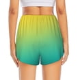 thumbnail image 3 of Picia Teal To Yellow Gradient Pattern Women's 2 in 1 Athletic Running Shorts High Waisted Workout Casual Gym Sweat Shorts with Comfy Liner Zipper Pockets-XX-Large, 3 of 9