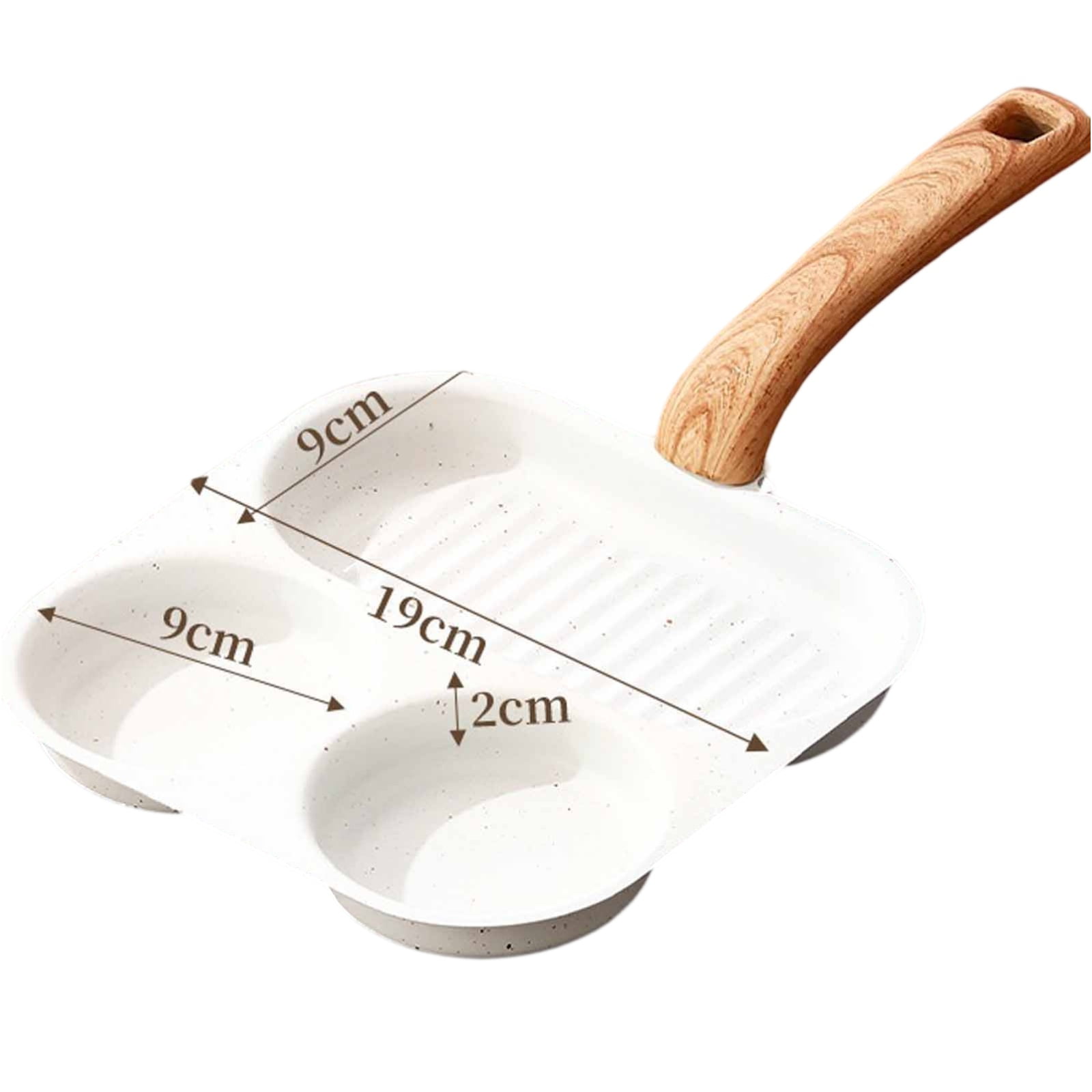 3 Hole Non Stick Egg Frying Pan, Multi-Purpose Divided Frying Egg Pans, 3 in 1 Pan Nonstick Divided Frying Pan Square Skillet Fried Egg Pan for Indoor Cooking Breakfast Omelette Grill,White