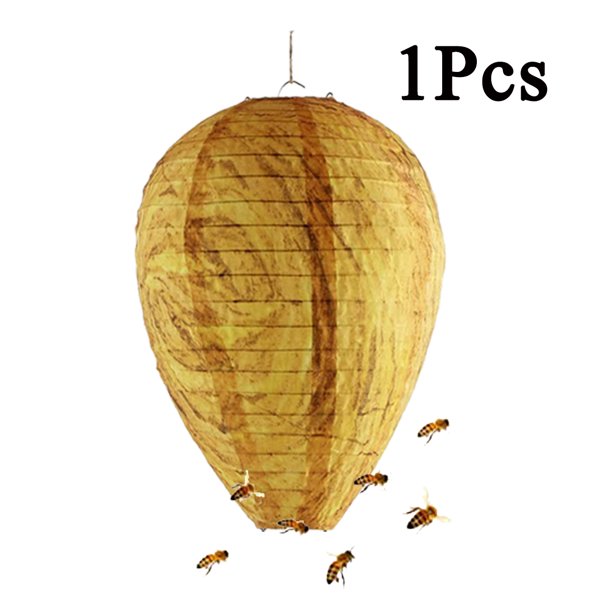 QingY4/1 Pack Fake Wasp Nest Decoys, Wasp Trap, Bee Repellent for Carpenter Bees, Yellow
