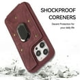 thumbnail image 4 of Dteck for Apple iPhone 15 Pro Max Wallet Case, Shockproof Heavy Duty Flip PU Leather Ring Kickstand Card Holder Anti-Scratch Soft Protective Cover, winered, 4 of 8