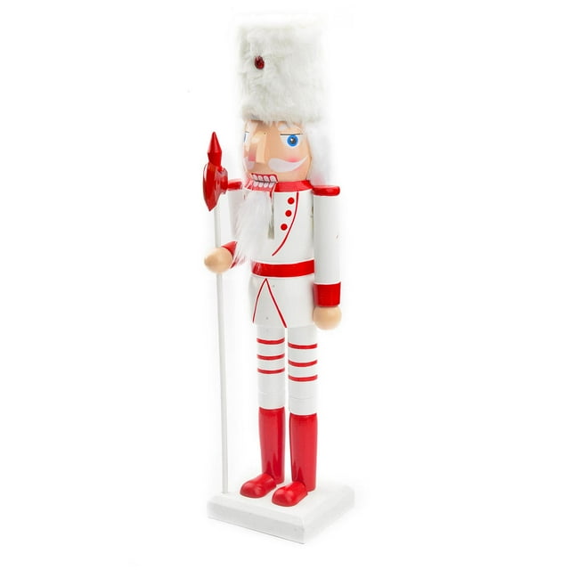 Ornement Artisanal de Noël Nutcracker 25cm pour Centre de Table de Fête Festival Blanc