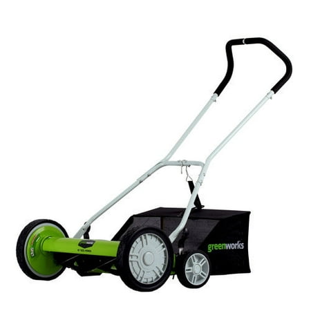 Greenworks 20-Inch 5-Blade Push Reel Lawn Mower with Grass Catcher (Best Mower For Long Grass)