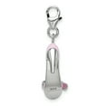 thumbnail image 3 of Sterling Silver Amore La Vita Polished 3-D Pink Enameled Bow-top High Heel Charm Pendant with Fancy Lobster Clasp, 3 of 4