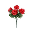 thumbnail image 2 of Artificial Geranium Flowers 5 Branch Silk Geranium Bush Fake Plants for Outdoor Garden Patio Home Table Centerpieces Wedding Cemetery All Season Decor Red 13 Inch (1Pcs), 2 of 9