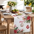 thumbnail image 2 of Table Runner 70 Inches Long for Kitchen Dining, Christmas Balls Dresser Scarf Farmhouse, Dining Table Decorations for Wedding/Parties, Xmas Poinsettia Botanical Red 13 x 70 In, 2 of 9