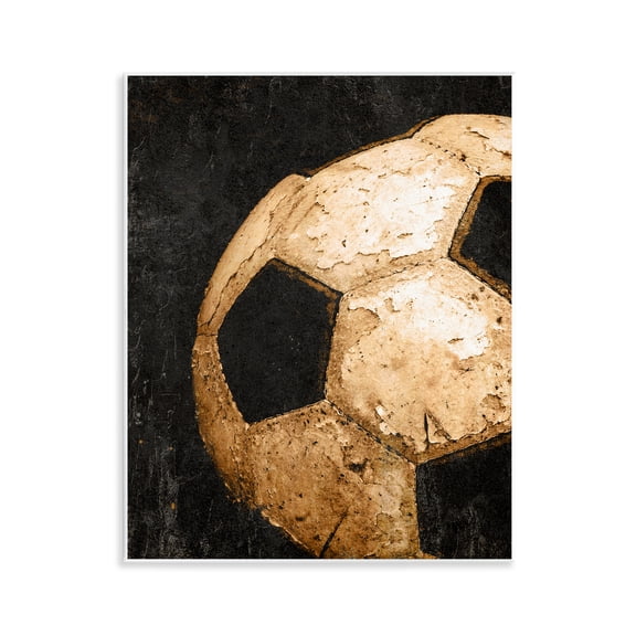 Stupell Industries Vintage Soccer Ball Closeup Sports & Sports Teams Painting Unframed Art Print Wall Art, 11 x 14