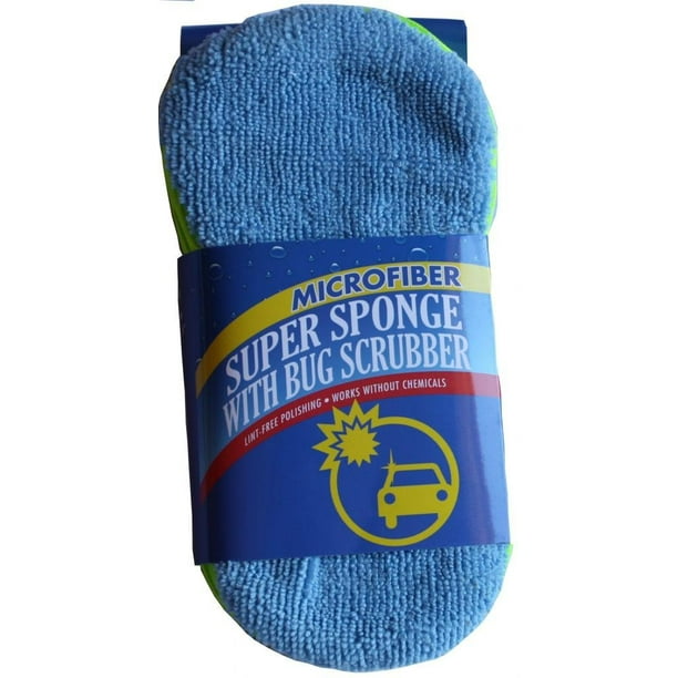 5 X Microfiber Super Sponge With Bug Scrubber 7.5"x3.5"x1.5" Lint Free