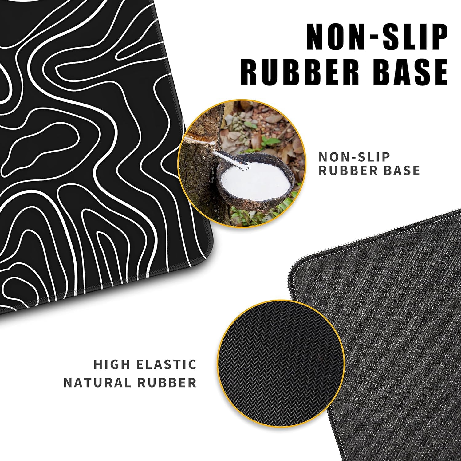 Topographic Contour Gaming Mouse Pad，Large XL Mouse Pad Big Mouse mat,Long Computer Keyboard with 3mm Non-Slip Base and Stitched Edge for Gaming Home Office Work，31.5x11.8in