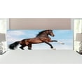 thumbnail image 1 of Horses Headboard, Bay Horse Pacing on the Grass Energetic Noble Character of the Nature Concept, Upholstered Decorative Metal Bed Headboard with Memory Foam, King Size, Blue Green Brown, by Ambesonne, 1 of 4