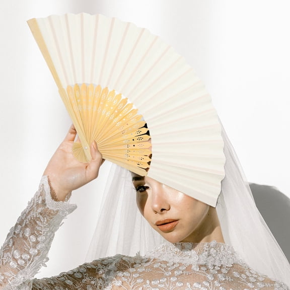 LOLIPPYY 4pcs Folded Wedding Paper Fan Handheld Fan Cooling for Guests Wedding Anniversaries