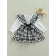 thumbnail image 2 of Qiylii Baby Girls Outfits, Long Sleeve O neck Romper+Plaid Suspender Skirt, 2 of 8