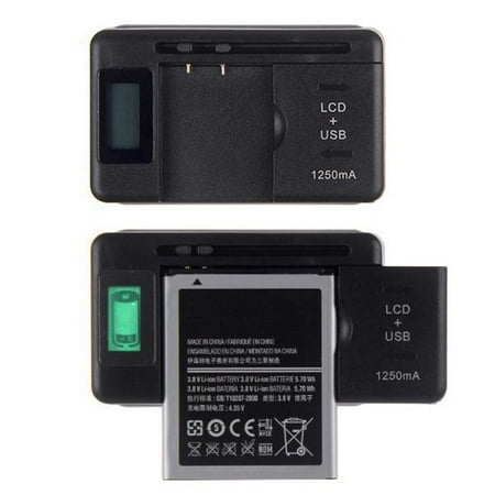 Battery Charge Indicator Tuscom For Cell Phones LCD Indicator Screen Universal Mobile Battery Charger + USB-Port ()