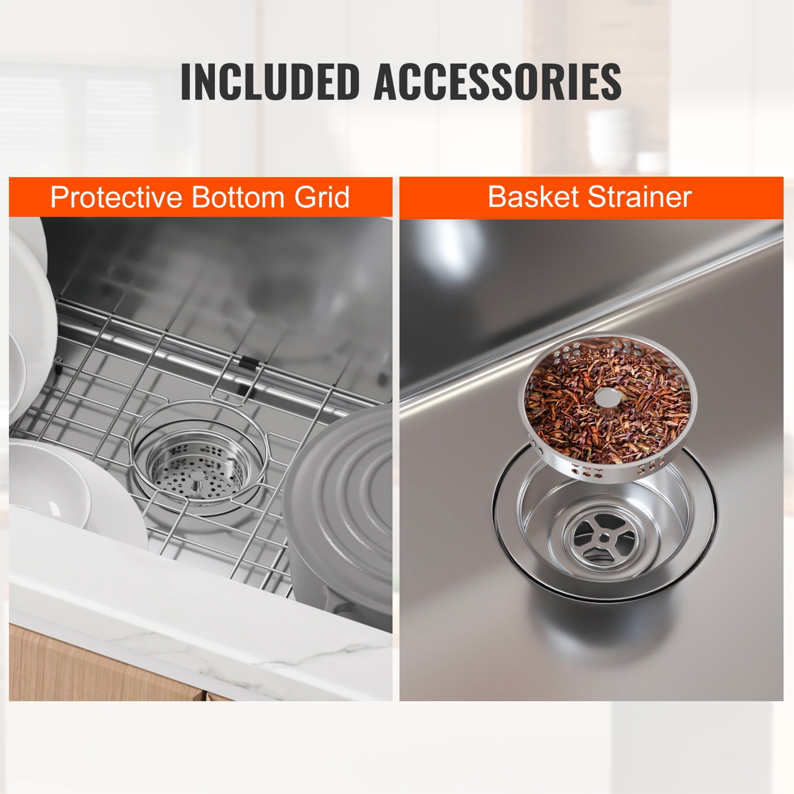 KFFKFF 32" Undermount Kitchen Sink Single Bowl Basin Stainless Steel Kitchen Bar
