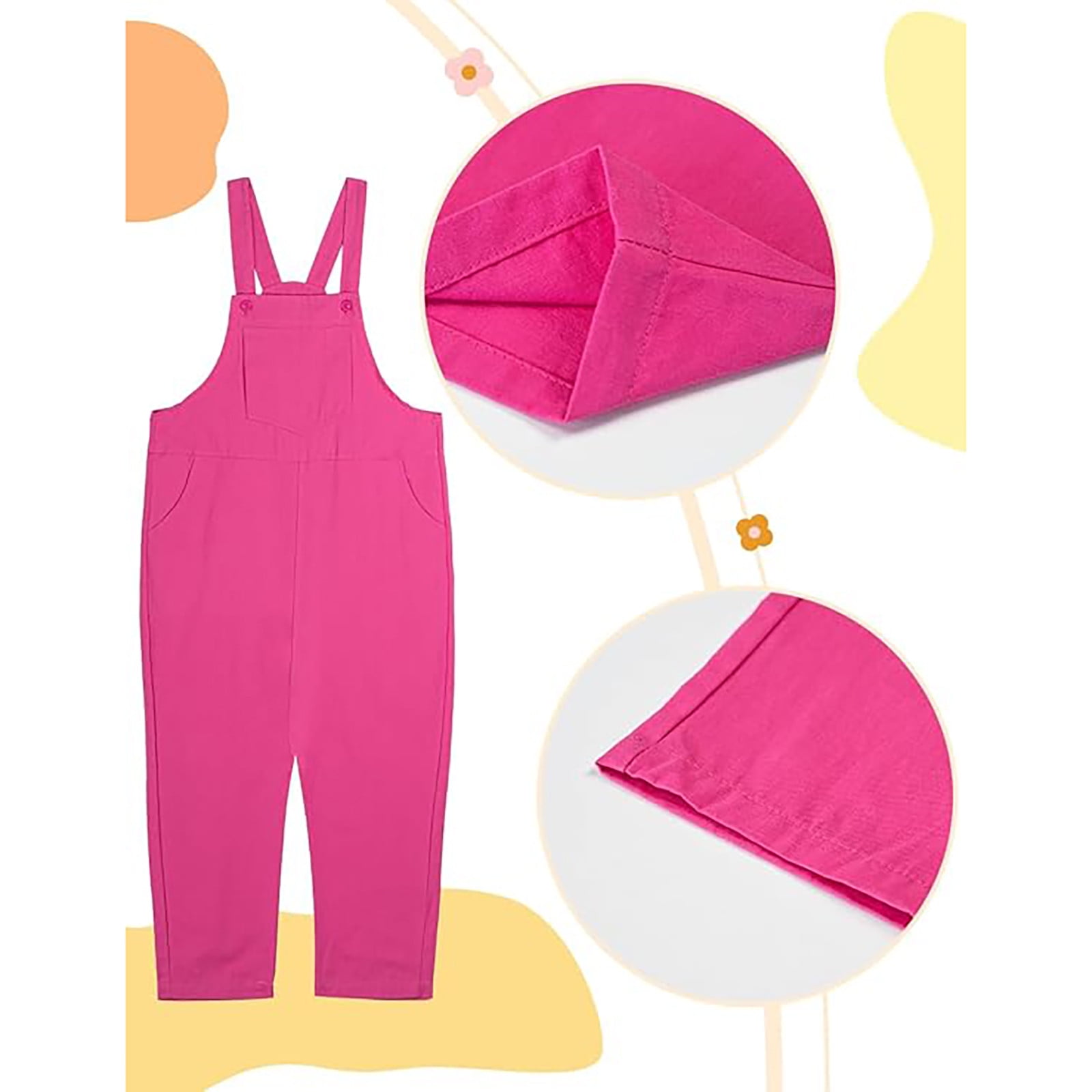 Toddler Jumpsuits for Girls Pink Overalls Spaghetti Strap Wide Leg Pants Overalls for Kids Girls Clothing Size 2T