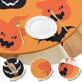 thumbnail image 4 of Spooky Season Pumpkin Halloween Elastic Edge Table Cover for Round 52 Inch Table - Fitted Design for Dining Kitchen, 4 of 6