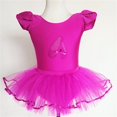 thumbnail image 4 of LNMQLPDBS Girls Ballet Leotards Ruffle Short Sleeve Bow Bodysuit & Layered Tulle Tutu Skirt 2pcs Outfits Ballerina Costume Toddler Dance Dress Outfit for Dance Performance and Training, 4 of 4