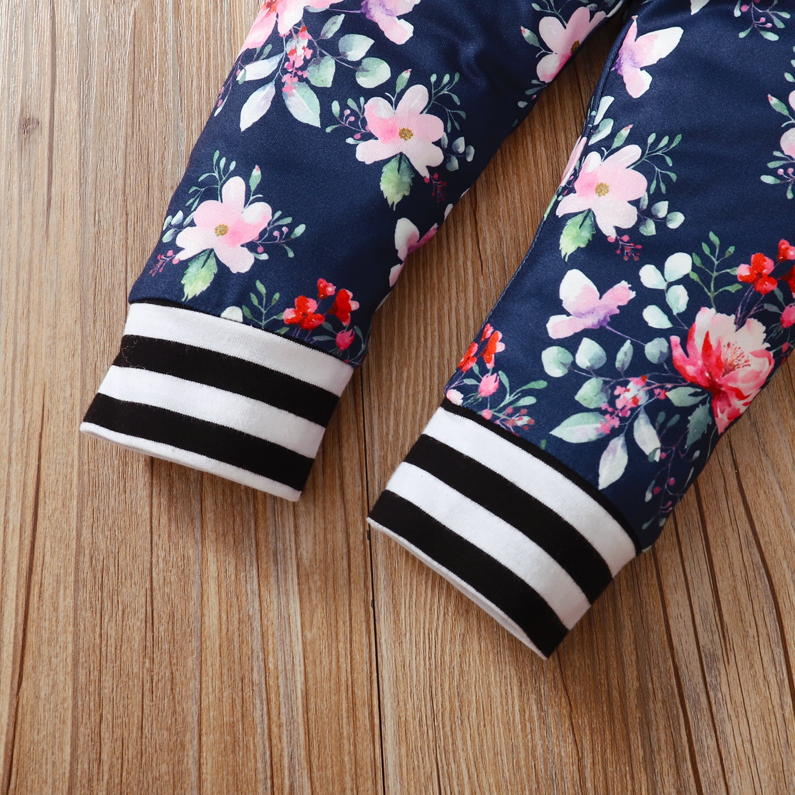 3pcs Letter and Floral Print Long-sleeve Baby Set